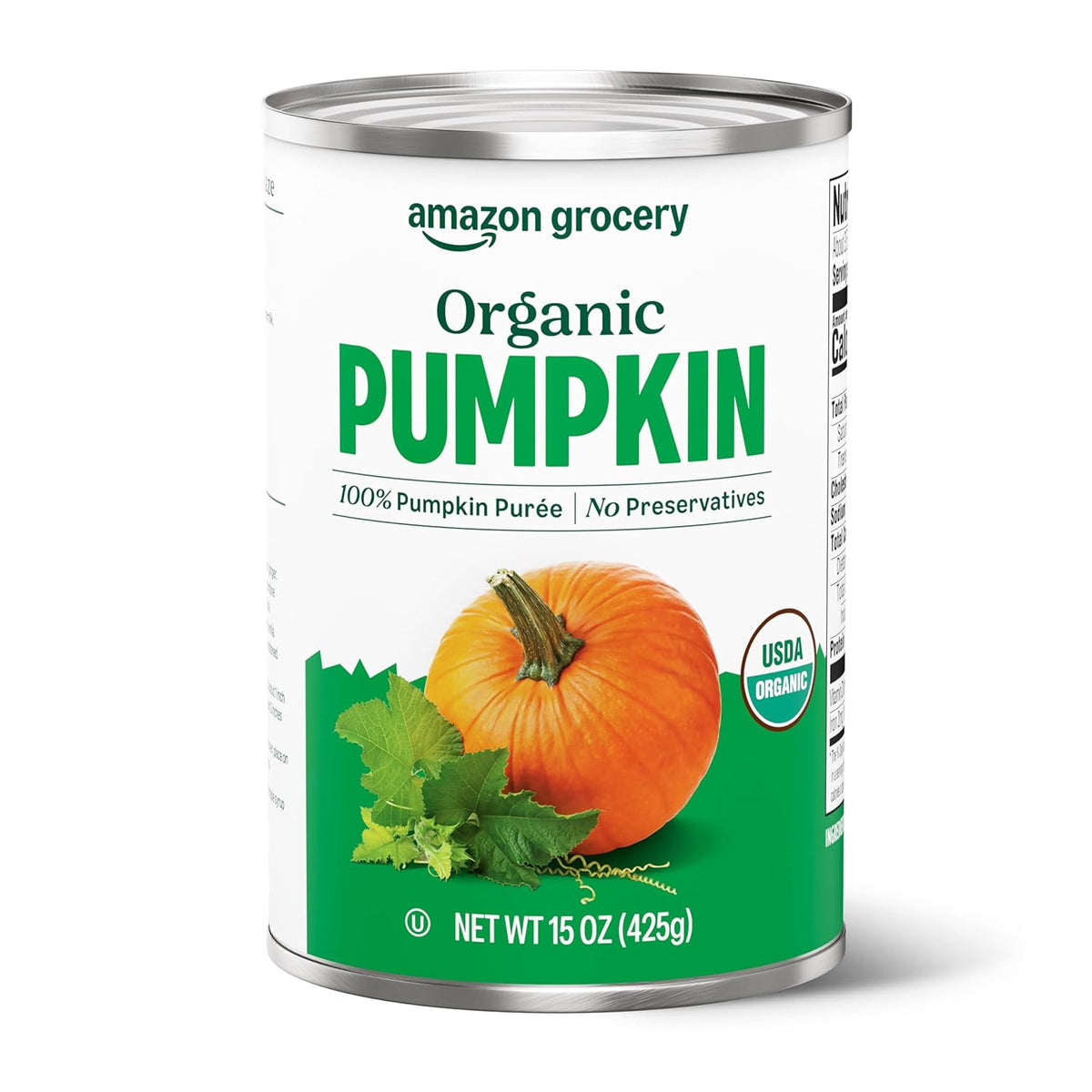 Organic 100 percent pumpkin puree can