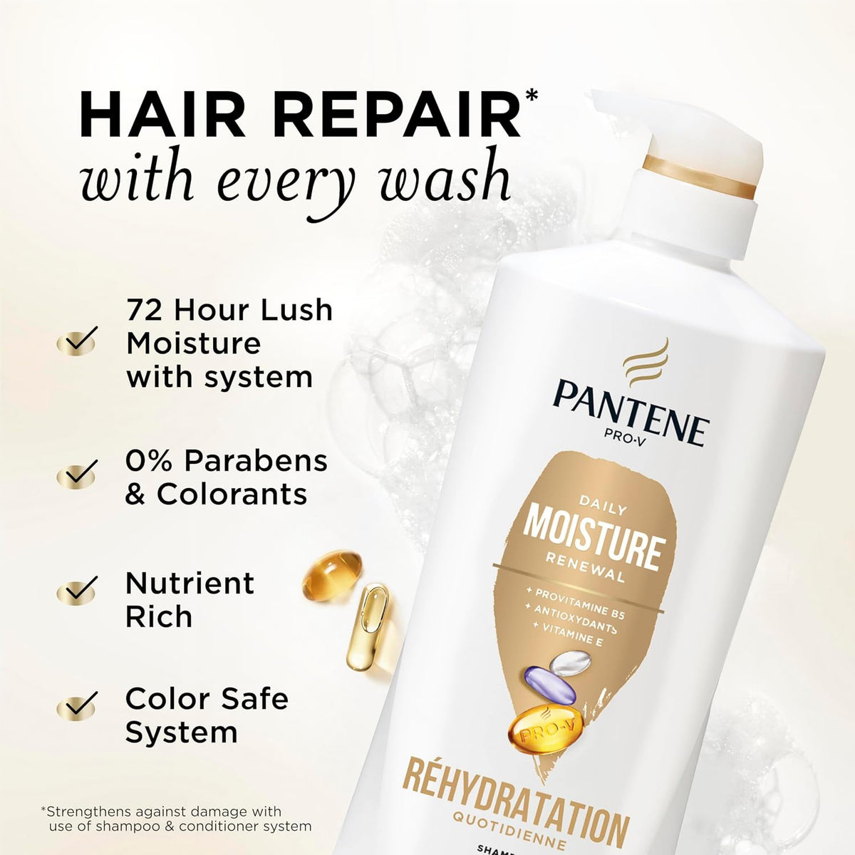 Pantene shampoo and conditioner set for dry color-treated hair