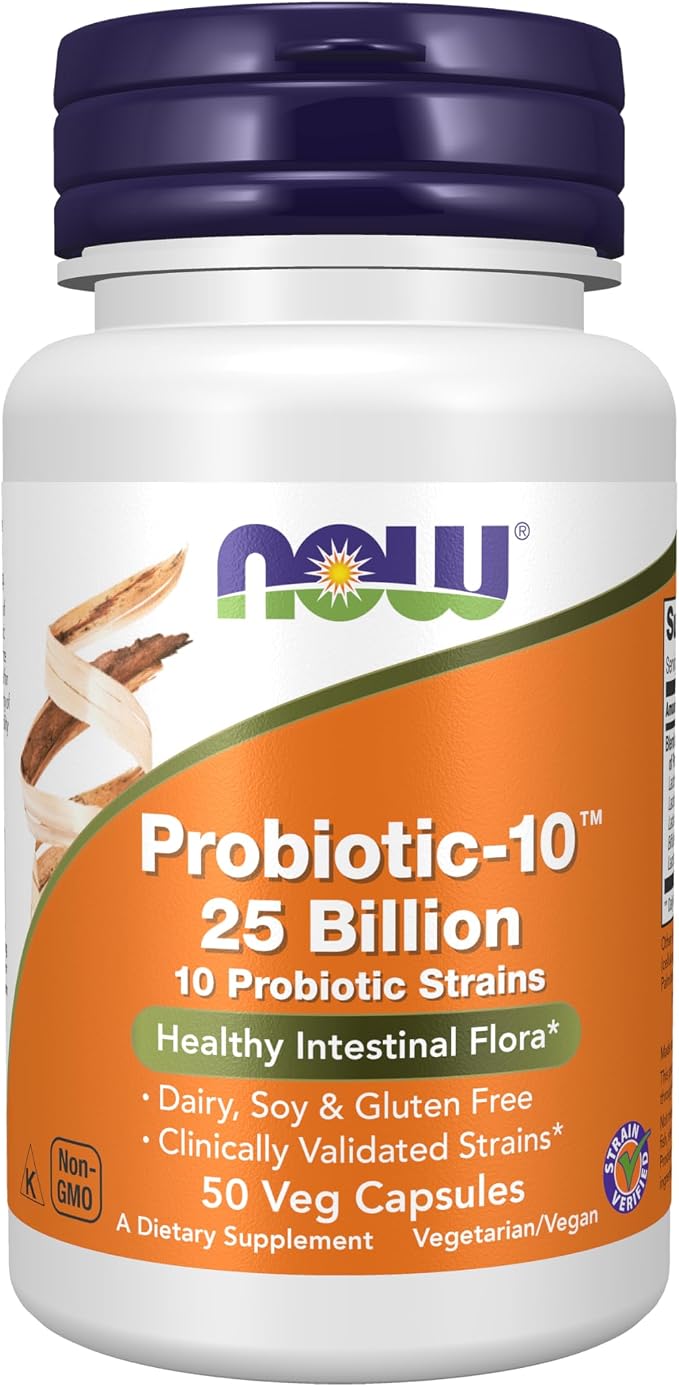 NOW Probiotic-10 25 Billion CFU 50 veg capsules bottle