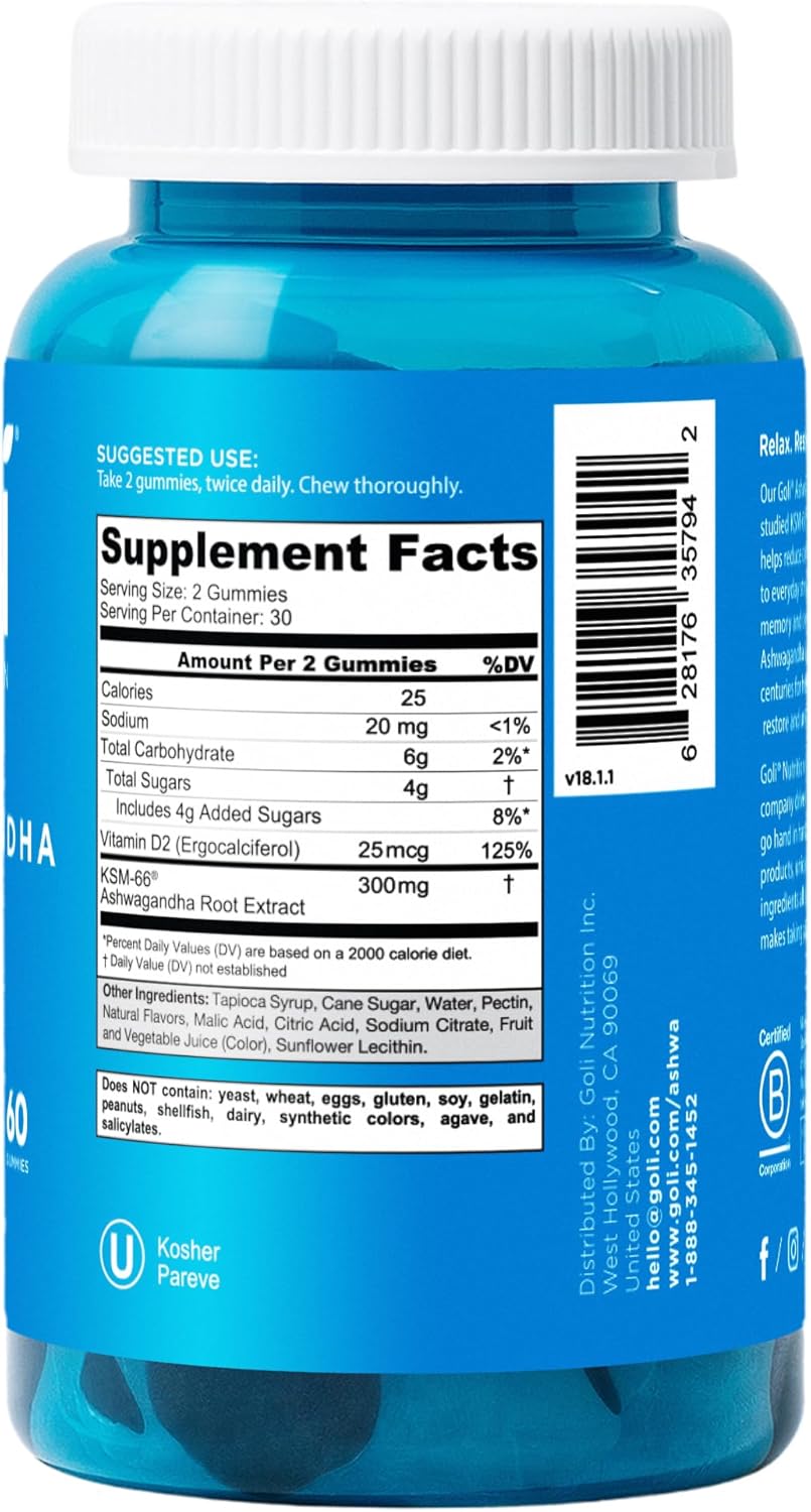 Goli Ashwagandha Vitamin D mixed berry wellness gummies
