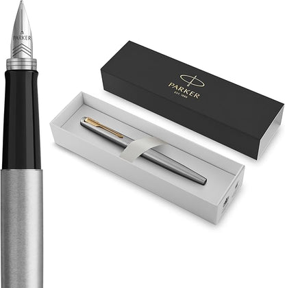 Parker Jotter stainless steel fountain pen with gold trim