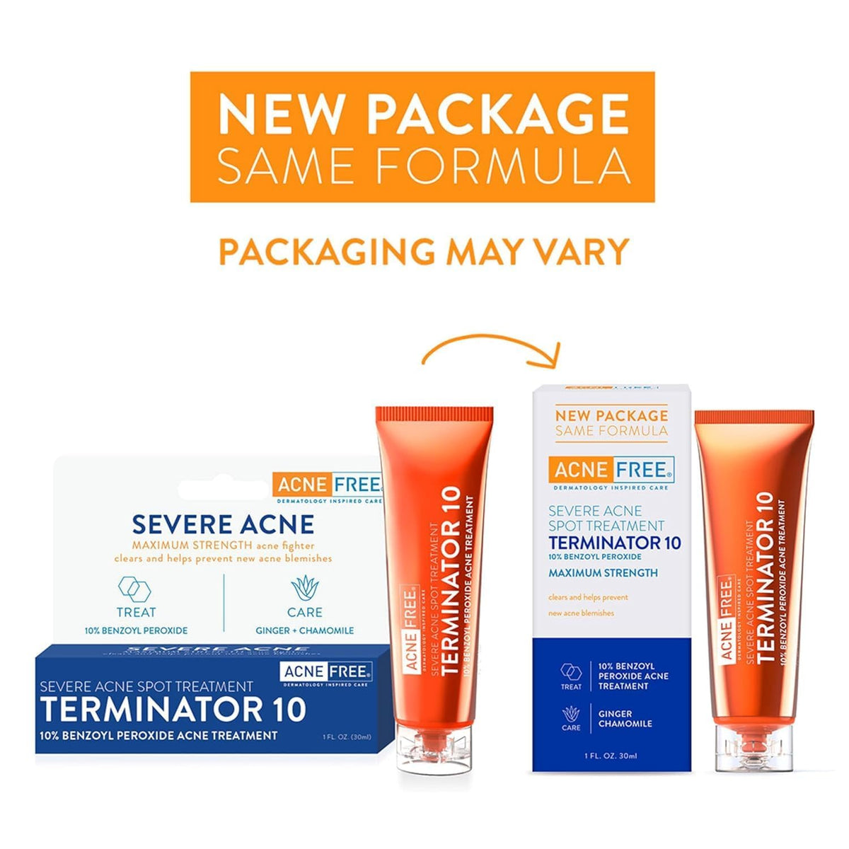 Maximum strength AcneFree acne spot treatment packaging