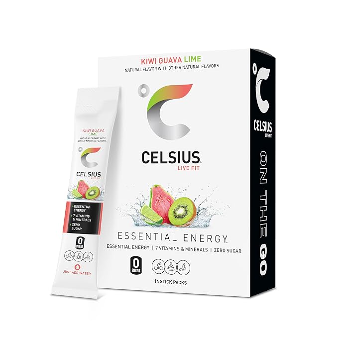 CELSIUS Kiwi Guava Lime sugar free energy drink mix box