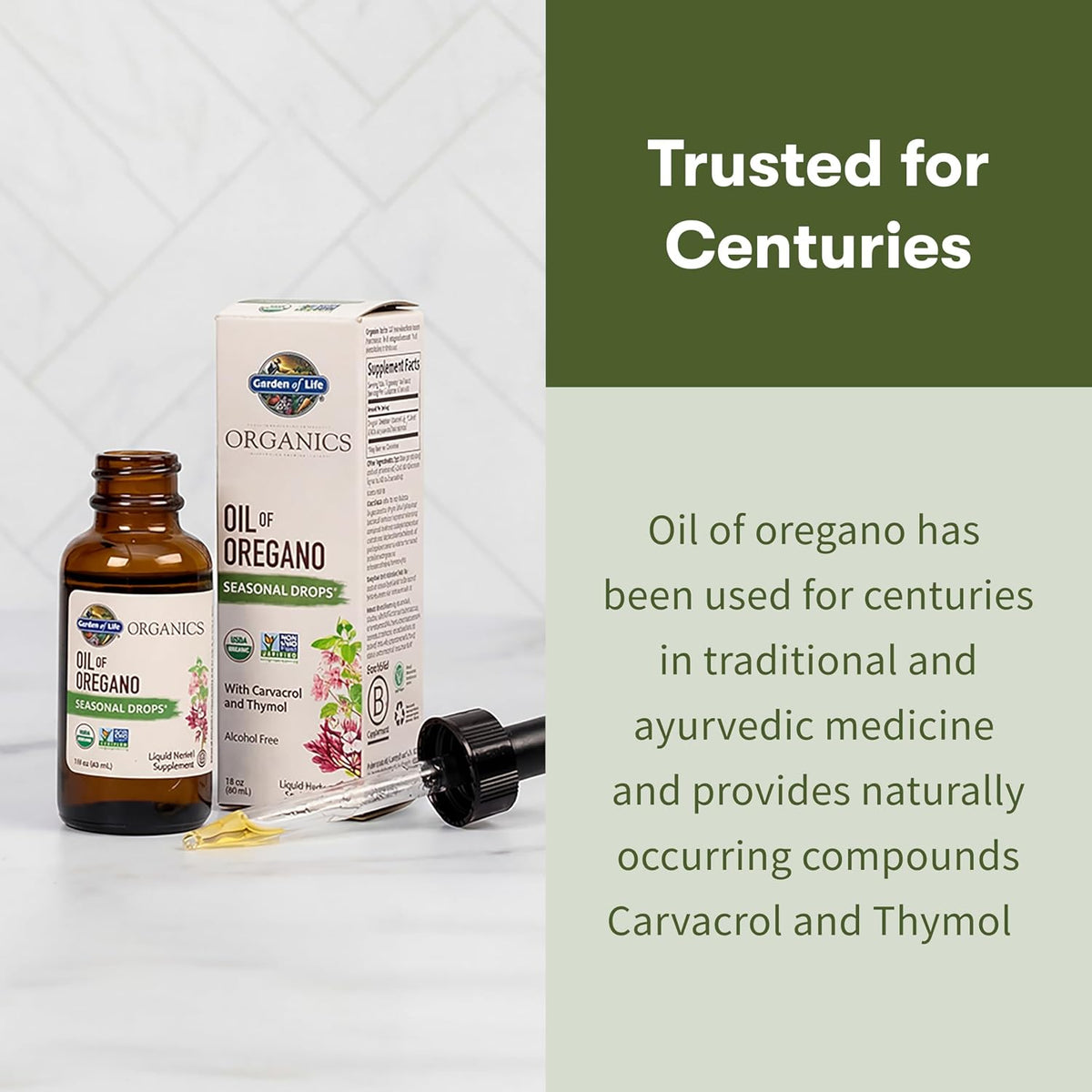 Garden of Life oregano oil supplement bottle packaging