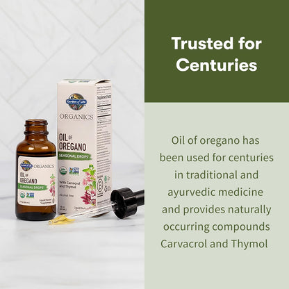 Garden of Life oregano oil supplement bottle packaging