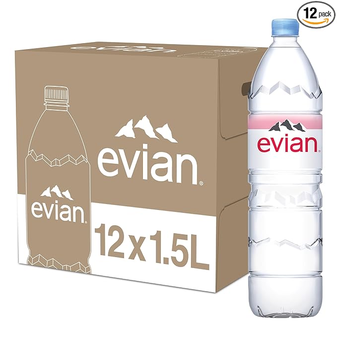 Evian natural spring water 1.5L 12-pack