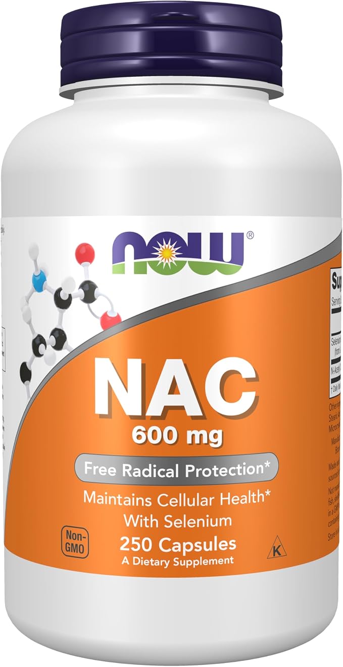 NOW NAC 600 mg with Selenium 250 veg capsules bottle