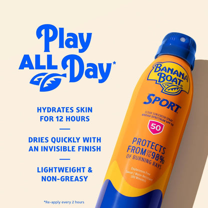 SPF 50 broad spectrum sunscreen spray for active use