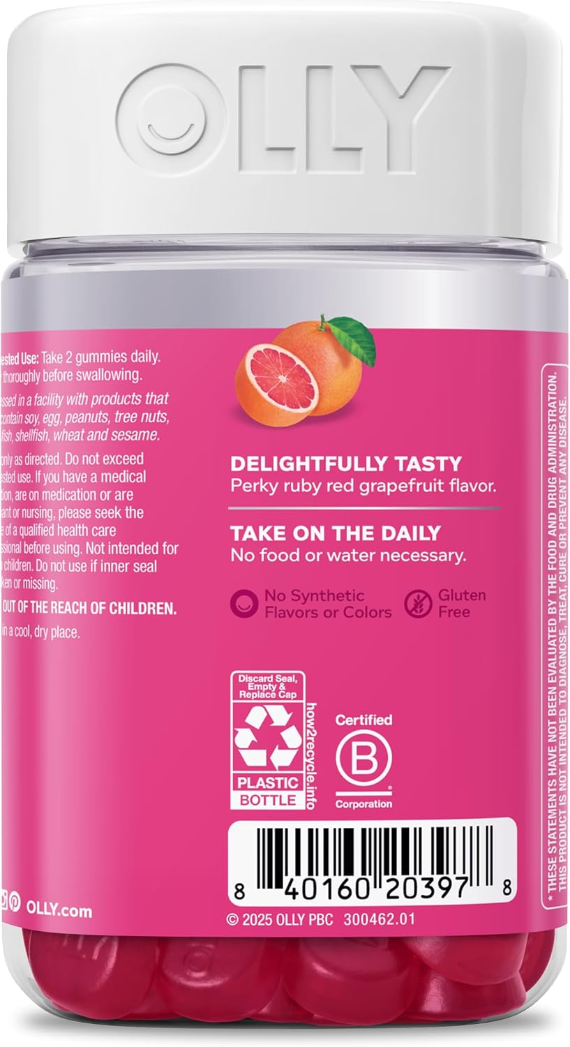 OLLY ruby red grapefruit hair skin nails gummies