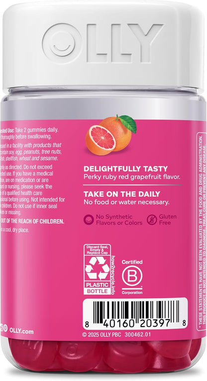 OLLY ruby red grapefruit hair skin nails gummies