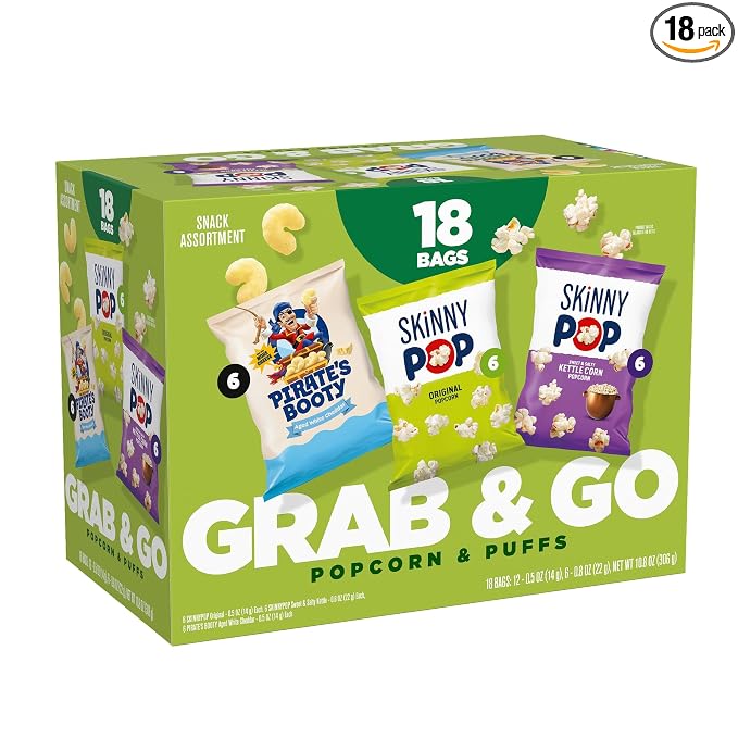 SkinnyPop and Pirate's Booty snack variety pack 18 ct