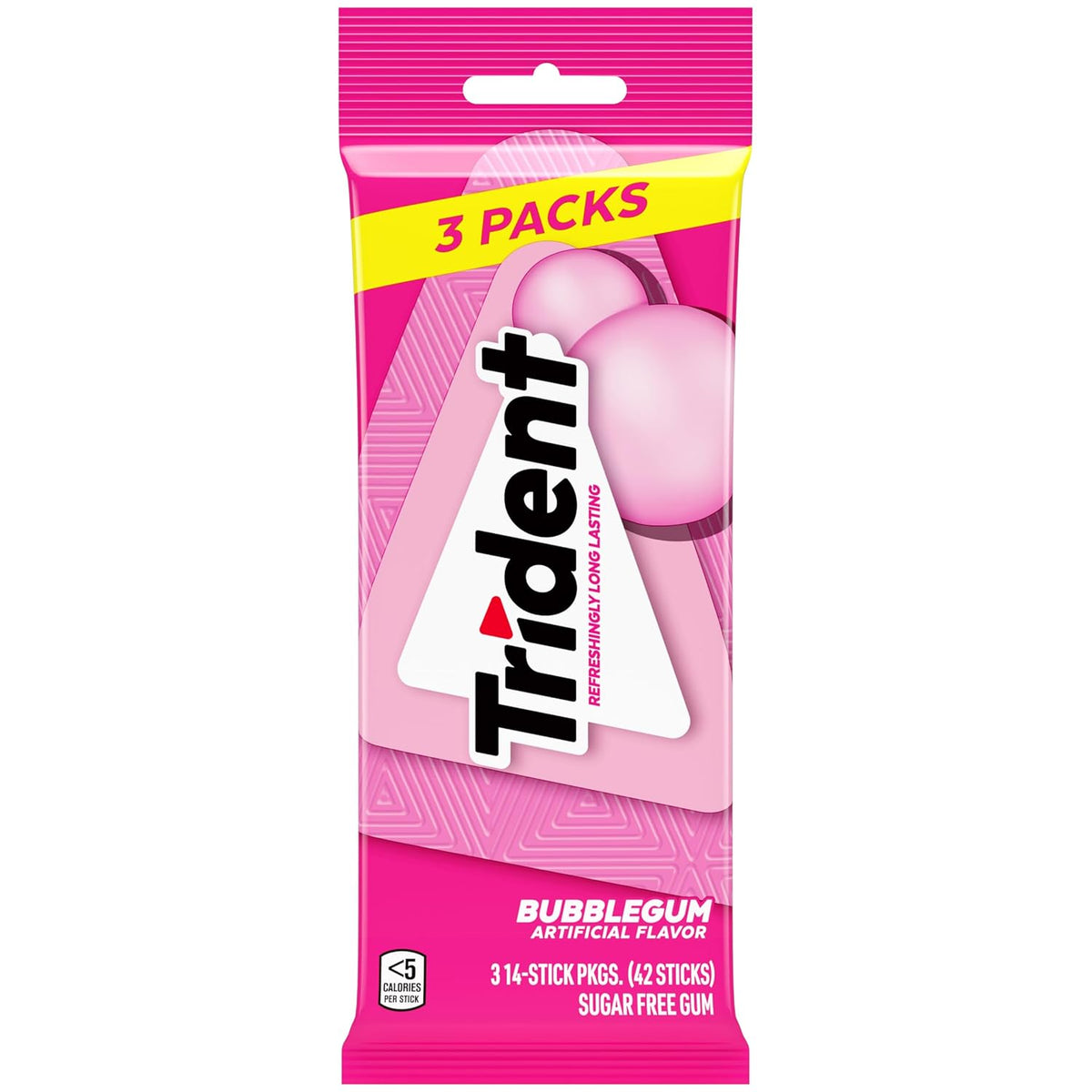 Individually wrapped Trident bubblegum gum sticks