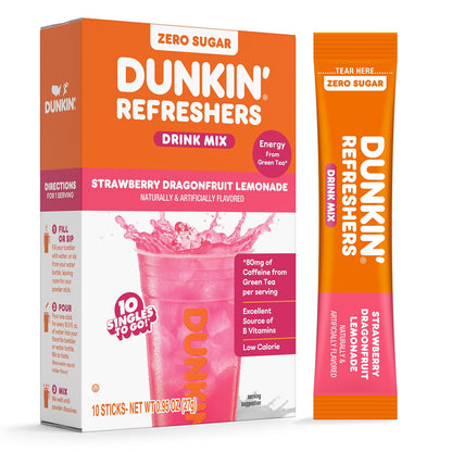 Dunkin Refreshers strawberry dragonfruit lemonade drink mix packets