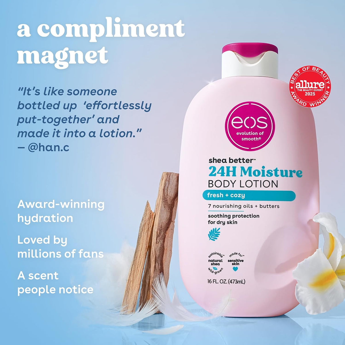 eos 24 hour moisture body lotion with shea oil
