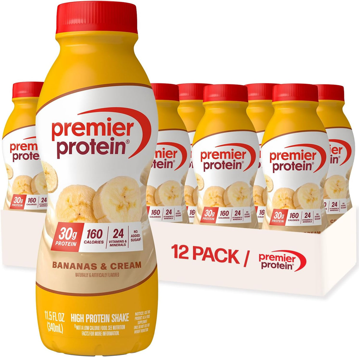 Premier Protein 30g protein shake bottles Bananas & Cream