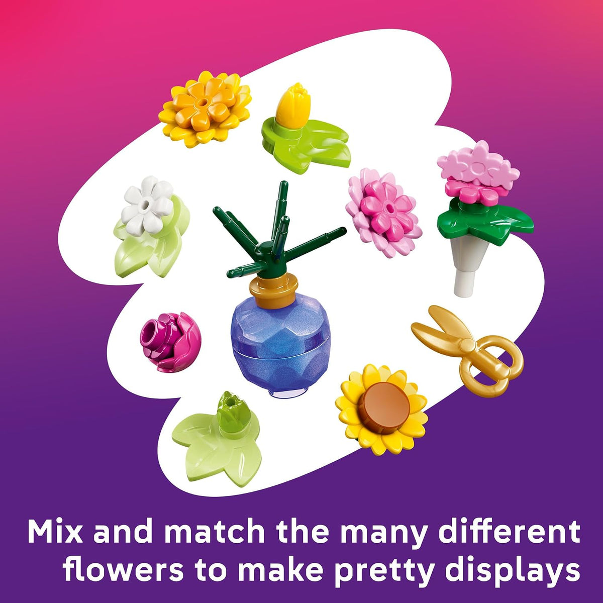 LEGO Friends Creative Flower Shop play scene with floral displays