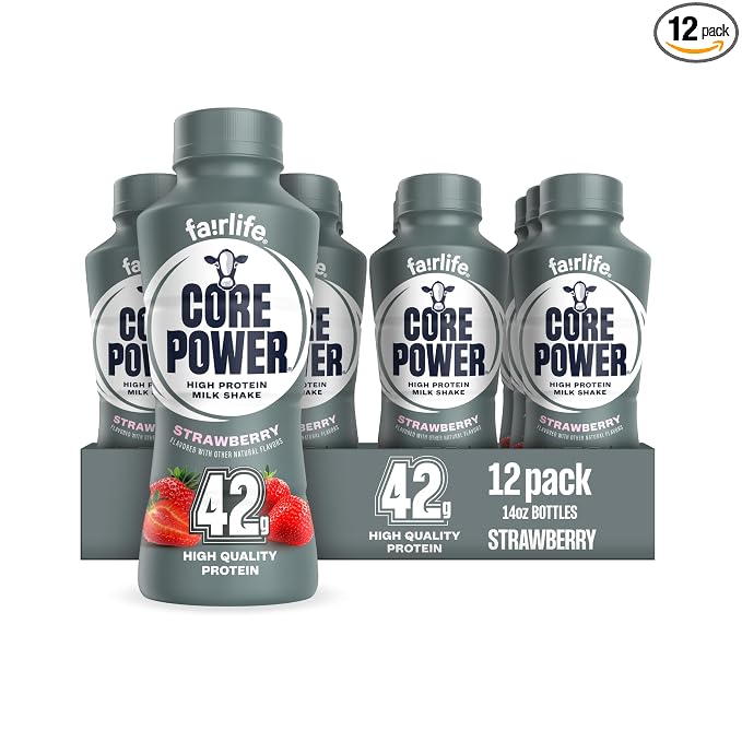 Core Power Fairlife Elite strawberry protein shake bottle