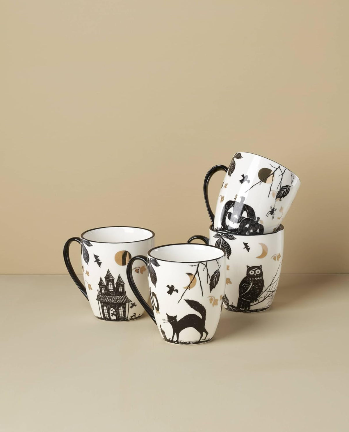 Lenox porcelain Halloween drinkware set of four mugs