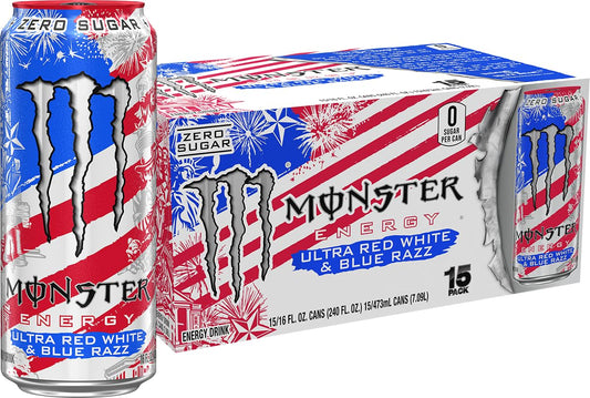 Monster Energy Ultra Blue Razz 16 ounce sugar free drink