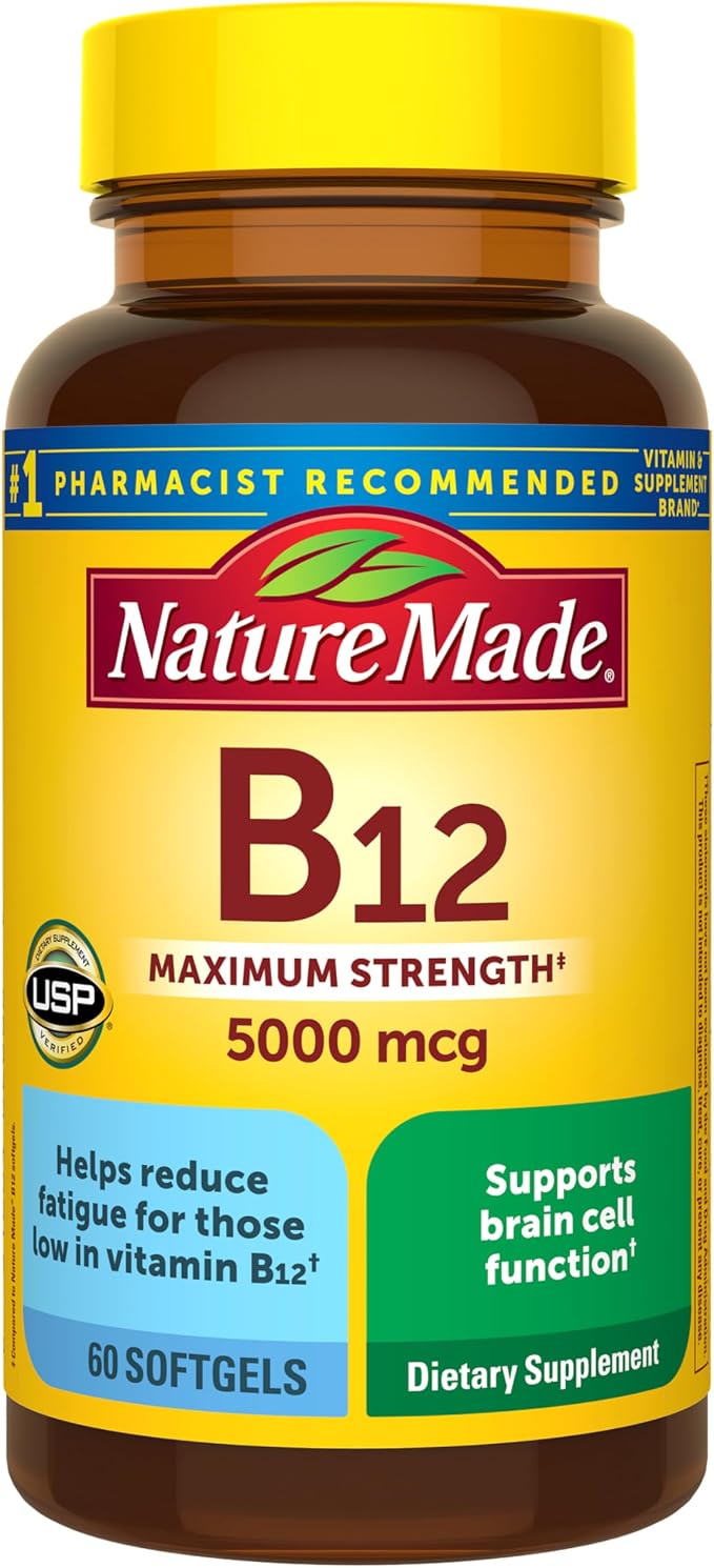 Nature Made Maximum Strength Vitamin B12 5000 mcg softgels bottle