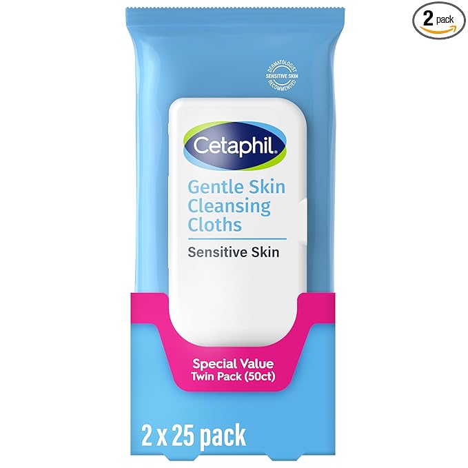 Cetaphil fragrance free cleansing face and body wipes 2-pack