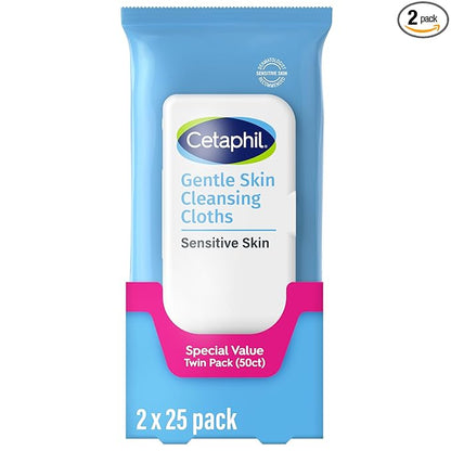 Cetaphil fragrance free cleansing face and body wipes 2-pack