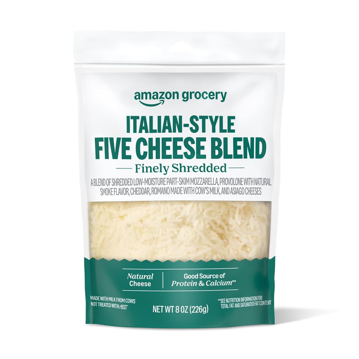 Finely shredded Italian five cheese blend by Amazon Grocery
