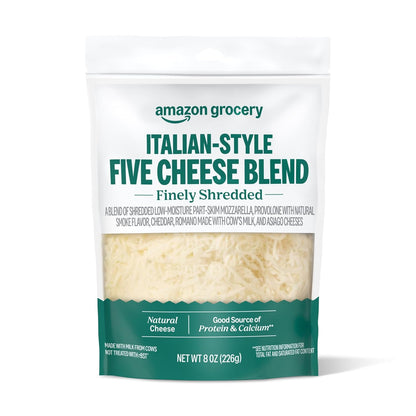 Finely shredded Italian five cheese blend by Amazon Grocery