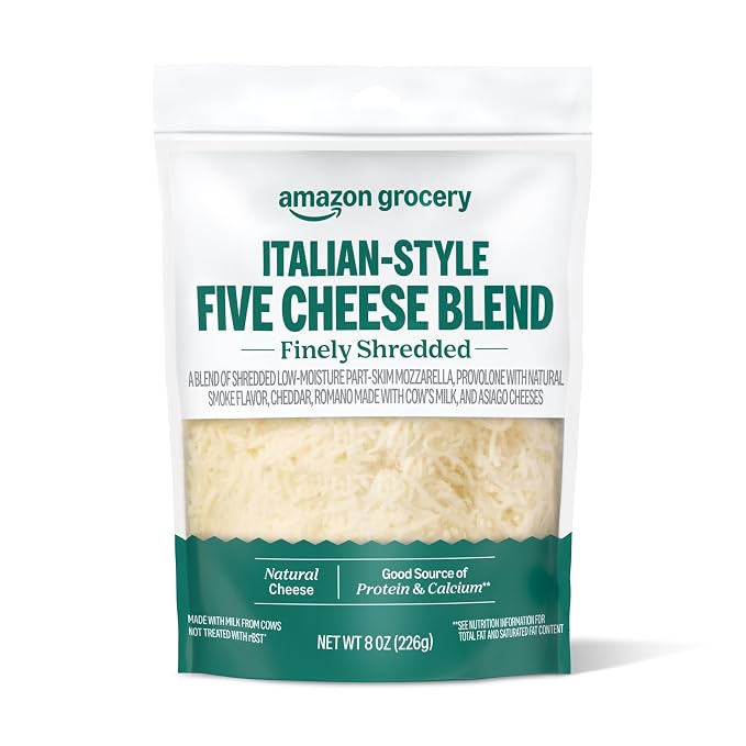 Amazon Grocery Italian-style five cheese blend 8 oz package