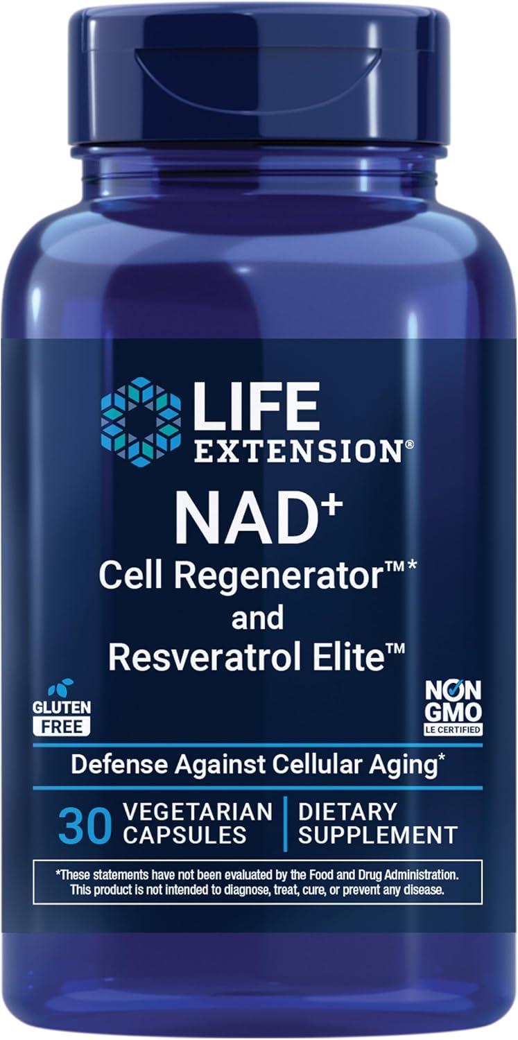 Life Extension NAD+ Resveratrol Elite supplement front label