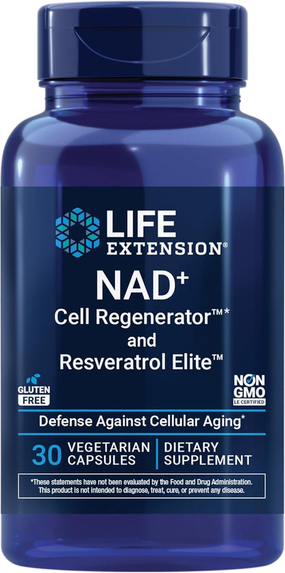 Life Extension NAD+ Resveratrol Elite supplement front label