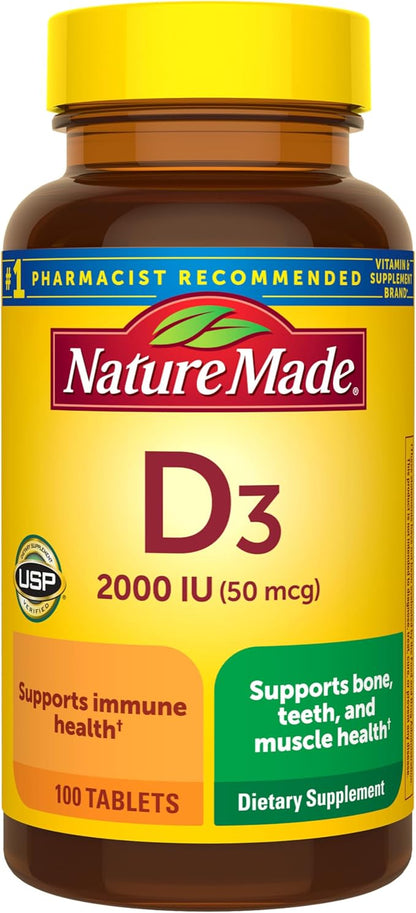 Nature Made Vitamin D3 2000 IU tablets bottle