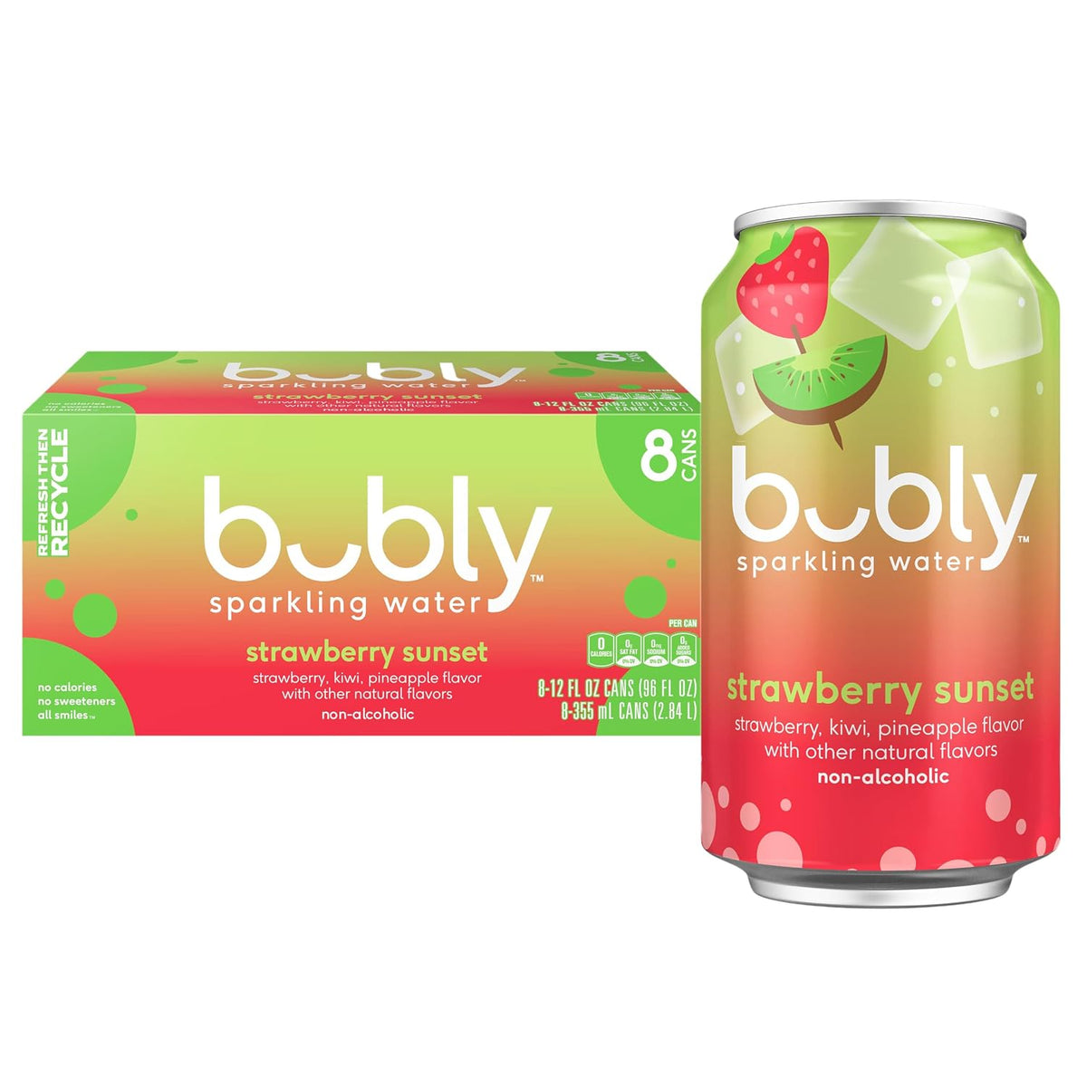 Bubly Strawberry Sunset 12 fl oz sparkling water cans