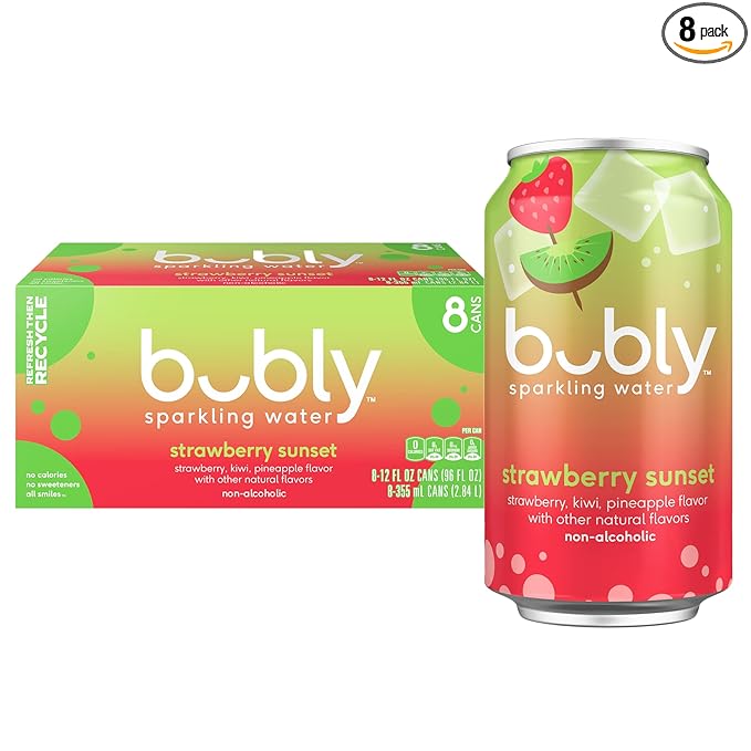 Bubly Strawberry Sunset sparkling water 8 pack cans