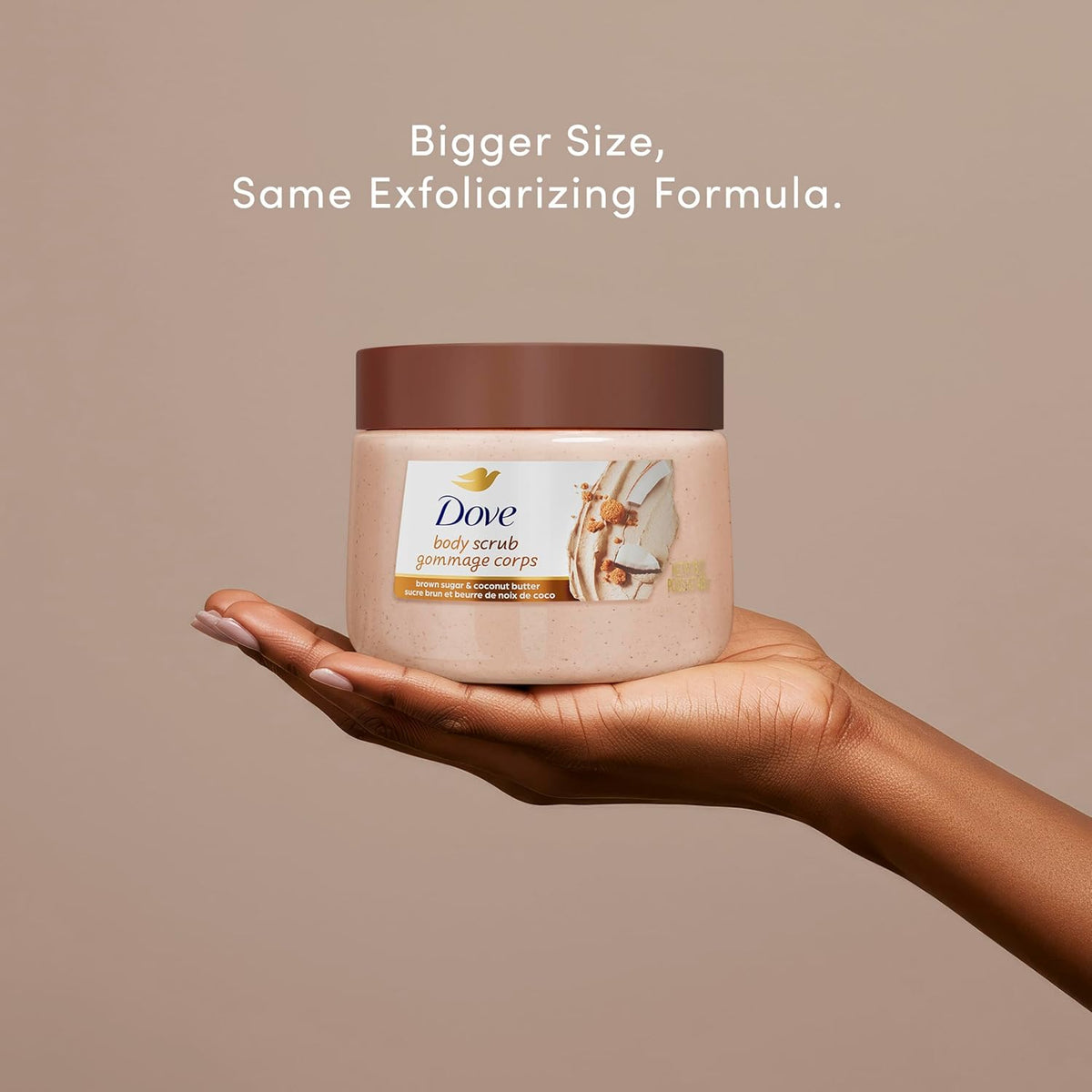 Dove body scrub with coconut and warm vanilla notes