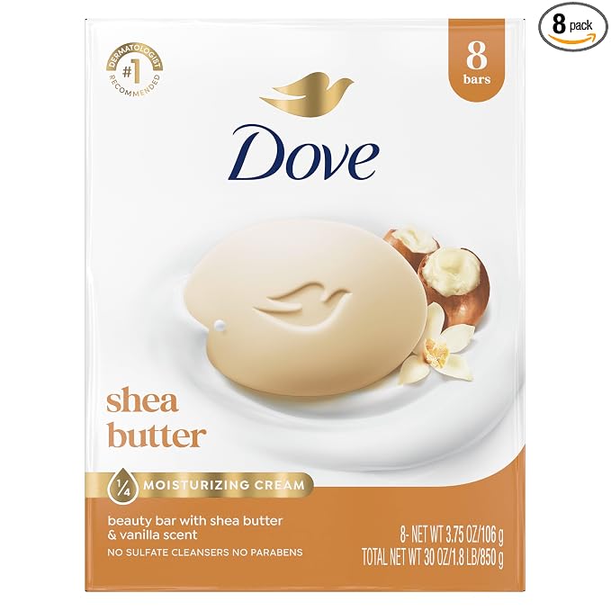 Dove Shea Butter Beauty Bar Soap 8 count package