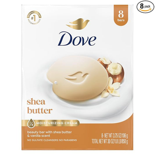 Dove Shea Butter Beauty Bar Soap 8 count package