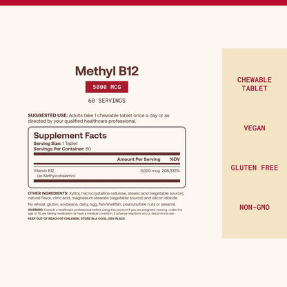 Jarrow Formulas 60 count methyl B-12 dietary supplement