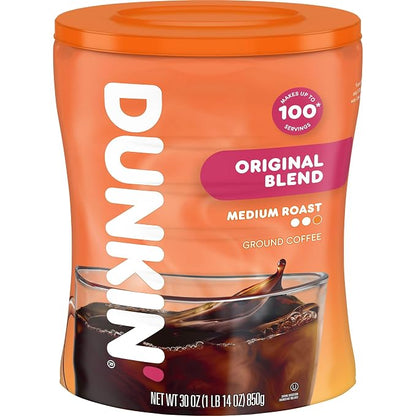Dunkin’ Original Blend Medium Roast Ground Coffee 30 oz canister