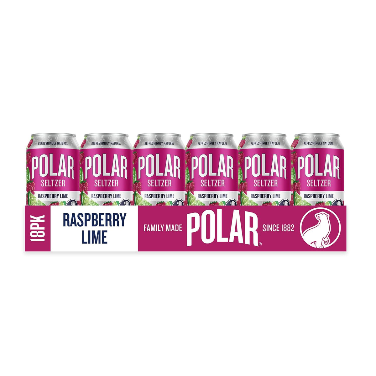 POLAR seltzer 12 fl oz cans in raspberry lime