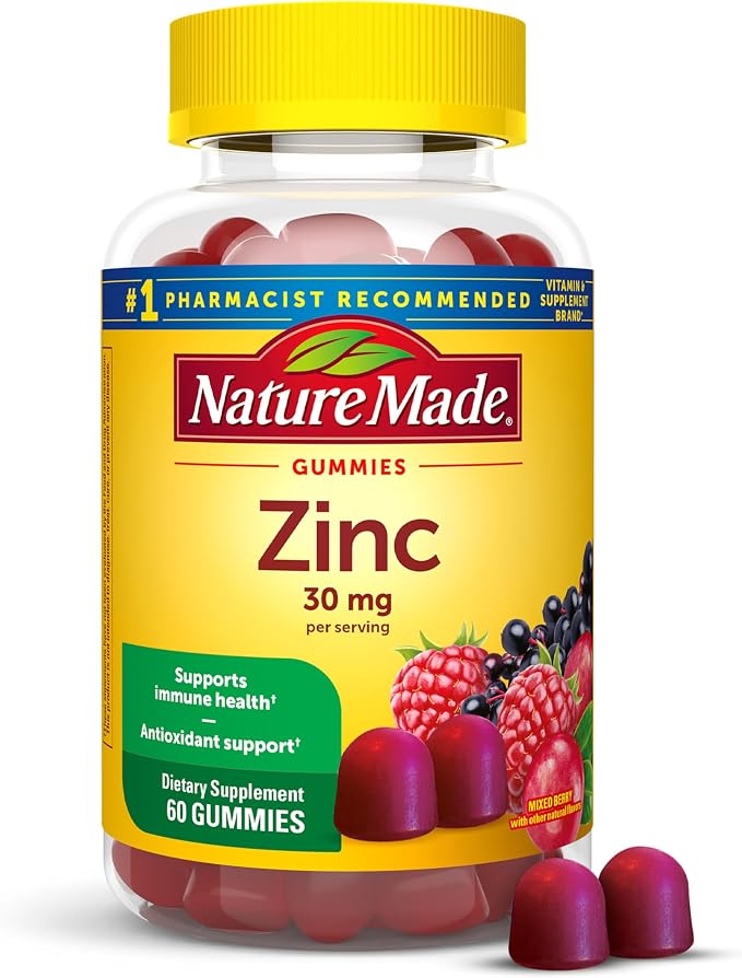 Nature Made Zinc 30 mg gummies bottle, 60 count