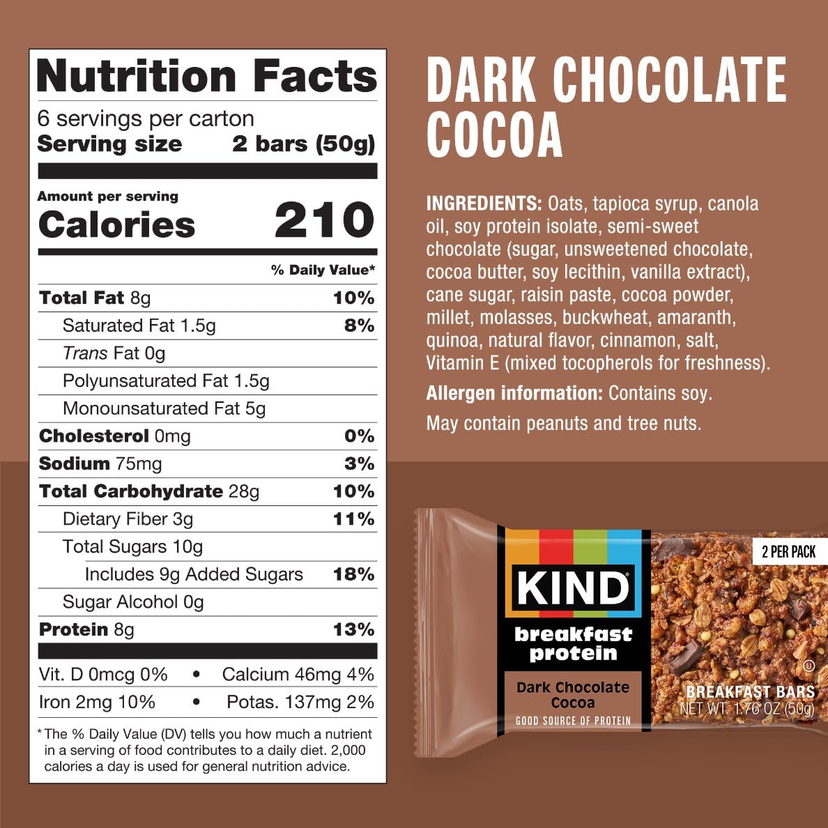 KIND protein breakfast bars 6 count package