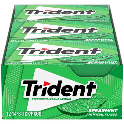 Trident spearmint sugar-free chewing gum packs