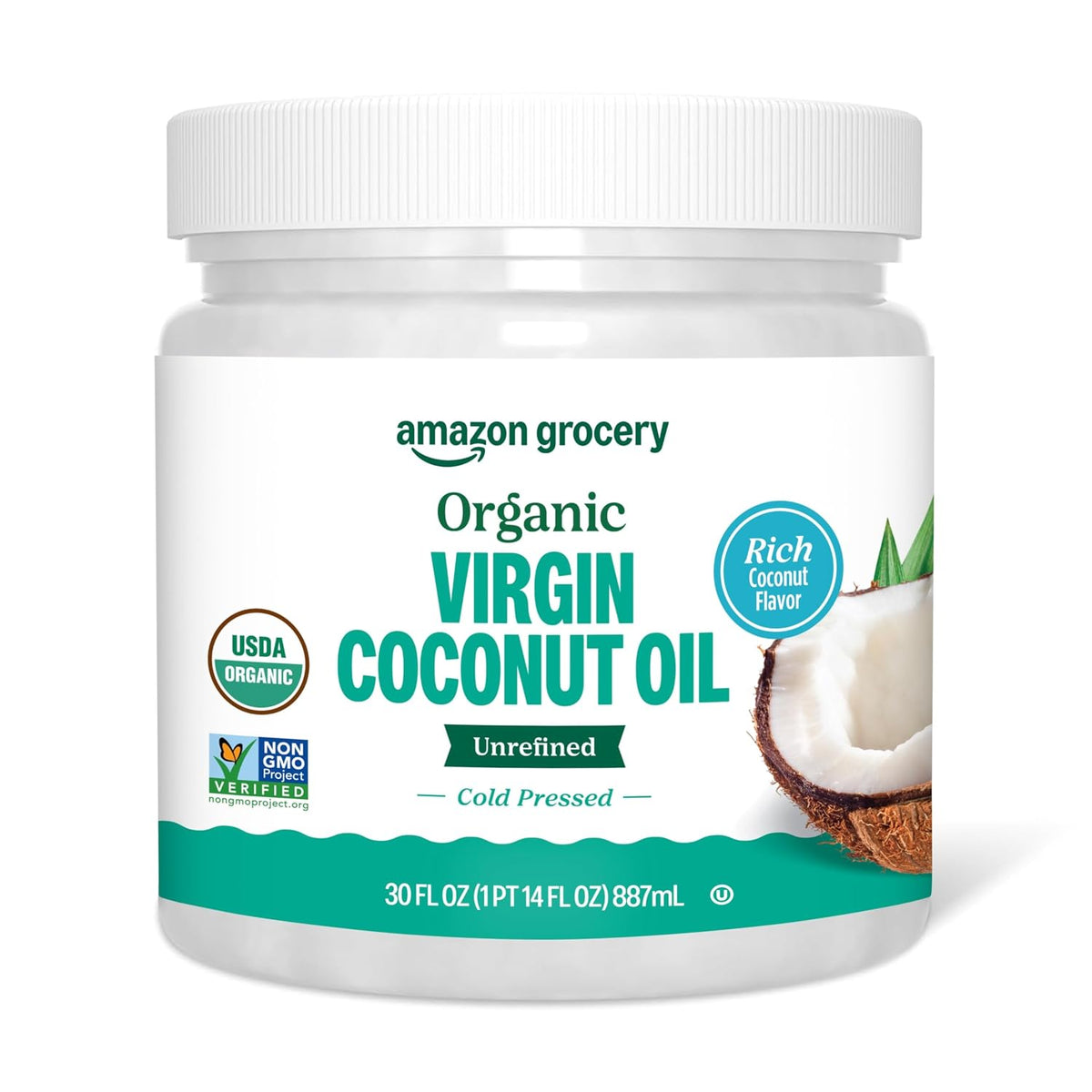 Organic virgin coconut oil pantry staple by Amazon Fresh