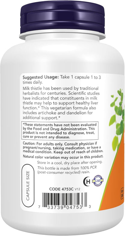 NOW Milk Thistle Extract with artichoke and dandelion
