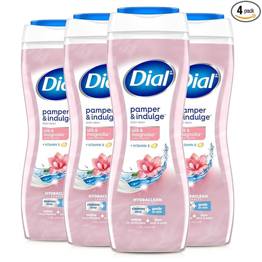 Dial Silk & Magnolia body wash, 16 fl oz, four-count pack