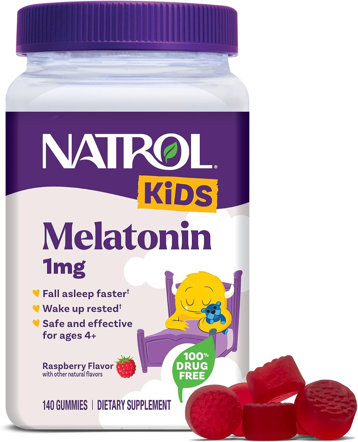 Natrol kids raspberry melatonin gummies 140 count