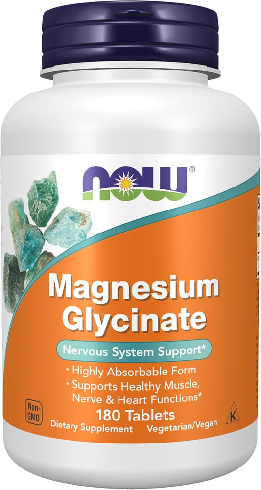 NOW magnesium glycinate 180 tablets mineral supplement