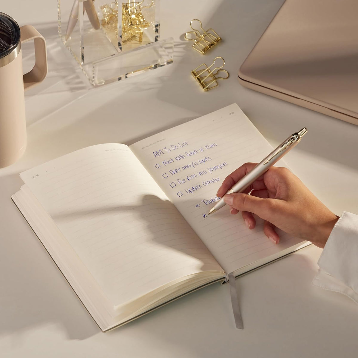 Monochrome champagne Parker writing pen for office