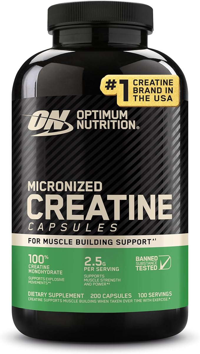 Optimum Nutrition creatine monohydrate capsules 200 count bottle
